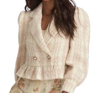 Brand New Loveshackfancy Braelynn Crop Jacket Size Large